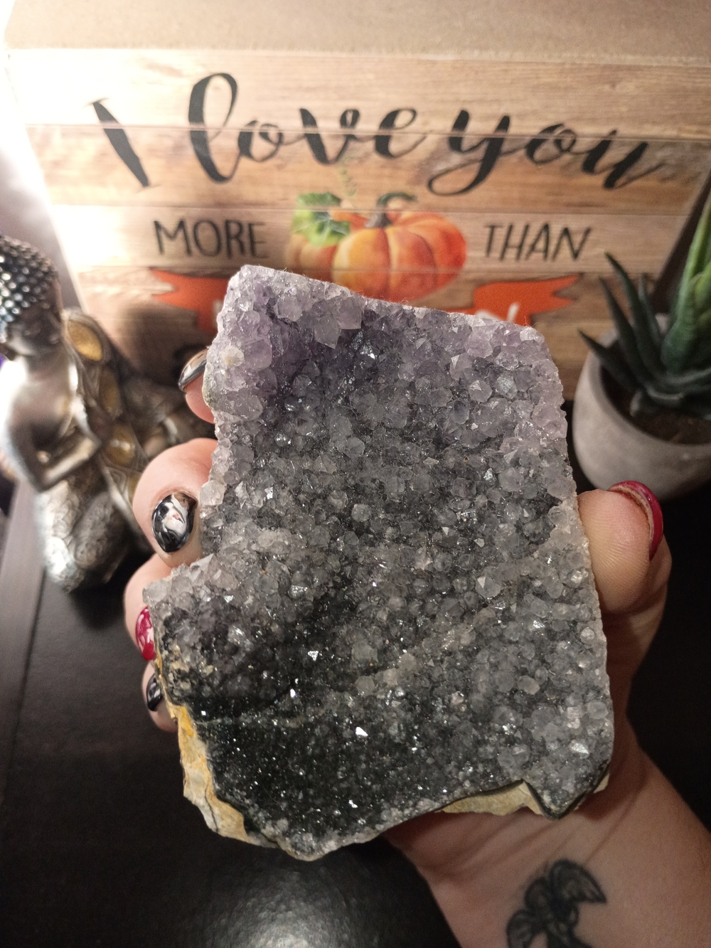 Rare Midnight Amethyst Geode From Uruguay- Purple Crystal Home Accent